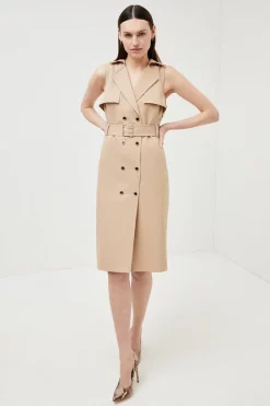 Best deal 👏 Karen Millen Belted Trench Pencil Midi 👗 Dress 🎁