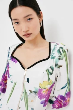 Wholesale 🎉 Karen Millen Floral Figure Form Zip Front Woven 👗 Dress 🤩 -Occasionwear Popular Store bkk01448 floral xl 1