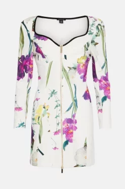 Wholesale 🎉 Karen Millen Floral Figure Form Zip Front Woven 👗 Dress 🤩 -Occasionwear Popular Store bkk01448 floral xl 3