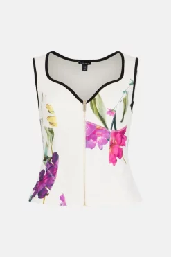 Best reviews of 🔥 Karen Millen Floral Figure Form Zip Front Bodice Top 👏 -Occasionwear Popular Store bkk01449 floral xl 3