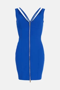 Brand new 🤩 Karen Millen Figure Form Zip Front Woven Mini 👗 Dress 🎉 -Occasionwear Popular Store bkk01451 cobalt xl 3