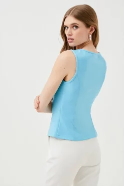 Best reviews of 😀 Karen Millen Figure Form Zip Front Bodice Top 💯 -Occasionwear Popular Store bkk01454 blue xl 2