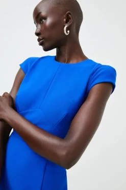 Discount ✔️ Karen Millen Figure Form Cap Sleeve Woven 👗 Dress 🎉 -Occasionwear Popular Store bkk01455 cobalt xl 1
