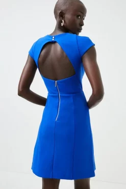 Discount ✔️ Karen Millen Figure Form Cap Sleeve Woven 👗 Dress 🎉 -Occasionwear Popular Store bkk01455 cobalt xl 4