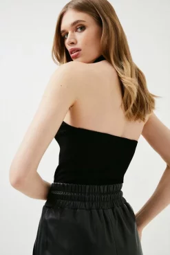 Buy 🔔 Karen Millen Asymmetric Halter Neck Knit Top 😉 9 Buy 🔔 Karen Millen Asymmetric Halter Neck Knit Top 😉 -Occasionwear Popular Store bkk01488 black xl 2