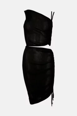 Promo 🔥 Karen Millen Cut Out Asymmetric Ruched Slinky Knit 👗 Dress ⌛ -Occasionwear Popular Store bkk01512 black xl 3