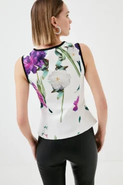 Coupon 😉 Karen Millen Petite Floral Figure Form Zip Bodice Top 🌟 -Occasionwear Popular Store bkk01531 floral xl 2