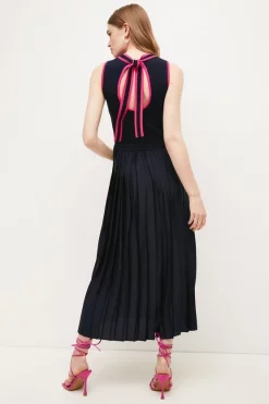 Buy 💯 Karen Millen Applique Embroidered Lace Pleat Knit Midi 👗 Dress ✨ -Occasionwear Popular Store bkk01555 fuchsia xl 2