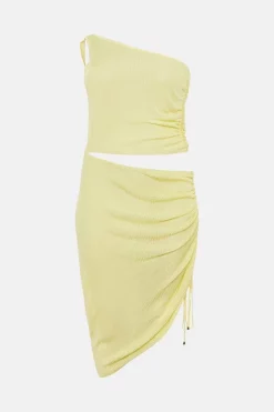 Deals 🧨 Karen Millen Plus size Asymmetric Ruched Slinky Knit 👗 Dress - lime ✔️ -Occasionwear Popular Store bkk01559 lime xl 3