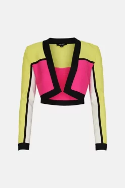 Coupon 🤩 Karen Millen Colour Block Bandage Knit Cardigan 🥰 -Occasionwear Popular Store bkk01578 lime xl 3