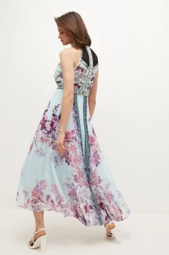 Top 10 🤩 Karen Millen Mirrored Floral Bead & Embroidered Woven Midi 🔥 -Occasionwear Popular Store bkk01604 floral xl 2