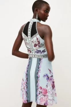 Best reviews of 😉 Karen Millen Mirrored Floral Bead & Embroidered Woven Mini ✔️ -Occasionwear Popular Store bkk01605 floral xl 2