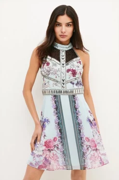 Discount 🥰 Karen Millen Petite Floral Bead & Embroidered Woven Mini 😀