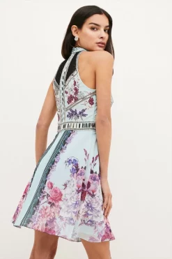 Discount 🥰 Karen Millen Petite Floral Bead & Embroidered Woven Mini 😀 -Occasionwear Popular Store bkk01608 floral xl 2
