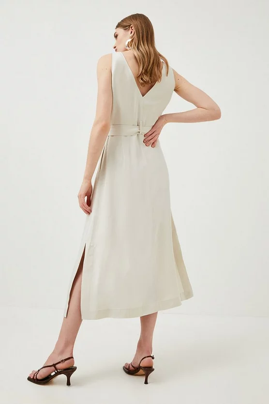 Best Sale 😀 Karen Millen Linen Viscose Woven Midi 👗 Dress 👍 5 Best Sale 😀 Karen Millen Linen Viscose Woven Midi 👗 Dress 👍 - Image 3