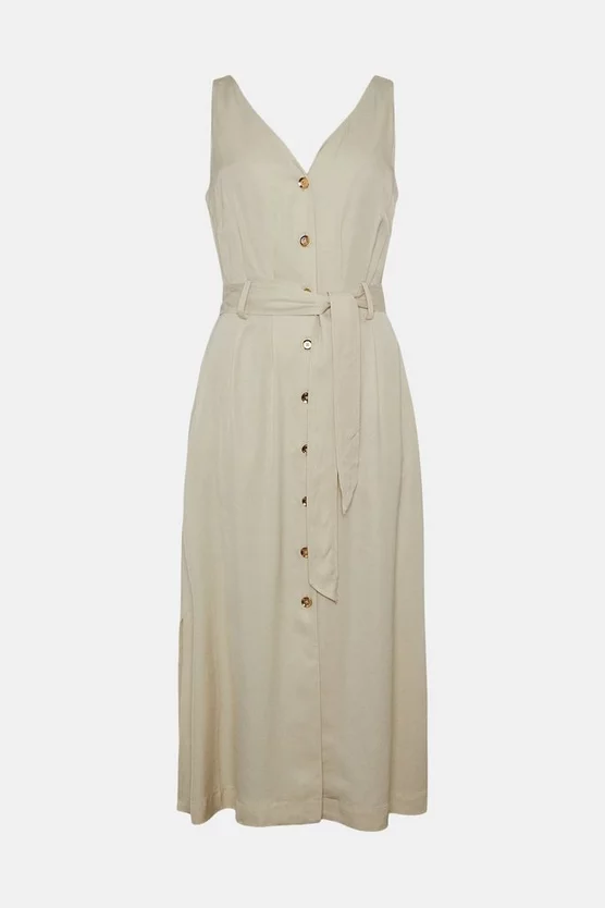 Best Sale 😀 Karen Millen Linen Viscose Woven Midi 👗 Dress 👍 6 Best Sale 😀 Karen Millen Linen Viscose Woven Midi 👗 Dress 👍 - Image 4