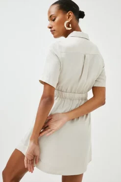 Outlet 🔥 Karen Millen Linen Viscose Woven Mini 👗 Dress ⭐ -Occasionwear Popular Store bkk01620 ecru xl 2
