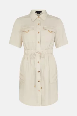 Outlet 🔥 Karen Millen Linen Viscose Woven Mini 👗 Dress ⭐ -Occasionwear Popular Store bkk01620 ecru xl 3