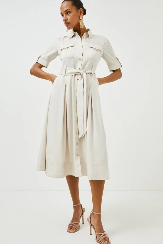 Budget ๐ Karen Millen Linen Viscose Woven Midi ๐ Shirt ๐ Dress ๐ 3 Budget ๐ Karen Millen Linen Viscose Woven Midi ๐ Shirt ๐ Dress ๐