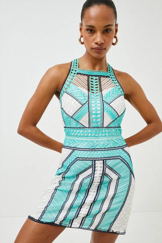 Outlet 🔔 Karen Millen Geo Guipure Embroidered Mini - mint 😉 4 Outlet 🔔 Karen Millen Geo Guipure Embroidered Mini - mint 😉 - Image 2