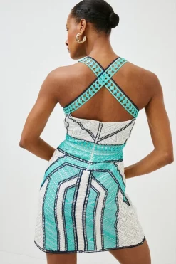 Outlet 🔔 Karen Millen Geo Guipure Embroidered Mini - mint 😉 9 Outlet 🔔 Karen Millen Geo Guipure Embroidered Mini - mint 😉 -Occasionwear Popular Store bkk01649 mint xl 2