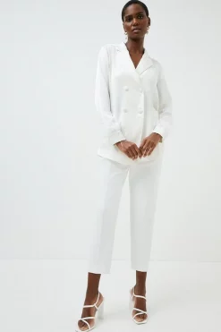 Outlet 🎁 Karen Millen Satin Crepe Double Breasted Feather Jacket - ivory 😍 10 Outlet 🎁 Karen Millen Satin Crepe Double Breasted Feather Jacket - ivory 😍 -Occasionwear Popular Store bkk01652 ivory xl 2