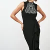 Cheapest 🧨 Karen Millen Embellished Ruffle Figure Form Crepe Midi 👗 Dress 🔔 -Occasionwear Popular Store bkk01713 black xl