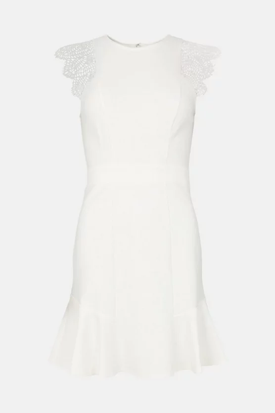 Promo ⭐ Karen Millen Lace Trim Ponte Ruffle Hem Jersey 👗 Dress 💯 6 Promo ⭐ Karen Millen Lace Trim Ponte Ruffle Hem Jersey 👗 Dress 💯 - Image 4