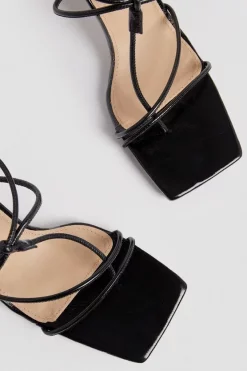 Best deal 😍 Karen Millen Leather Ankle Tie Heeled 🩴 Sandal 🛒 -Occasionwear Popular Store bkk01734 black xl 4