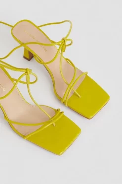 Brand new 🌟 Karen Millen Leather Ankle Tie Heeled 🩴 Sandal - lime 💯 -Occasionwear Popular Store bkk01735 lime xl 2