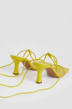 Brand new 🌟 Karen Millen Leather Ankle Tie Heeled 🩴 Sandal - lime 💯 -Occasionwear Popular Store bkk01735 lime xl 3