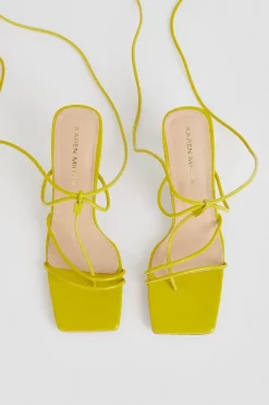 Brand new 🌟 Karen Millen Leather Ankle Tie Heeled 🩴 Sandal - lime 💯 -Occasionwear Popular Store bkk01735 lime xl 4