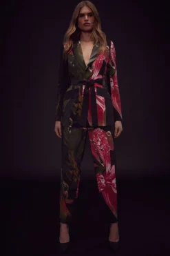 Discount ⭐ Karen Millen Petite Shadow Crepe Soft Woven Trouser - floral 🔔 -Occasionwear Popular Store bkk01757 floral xl 4