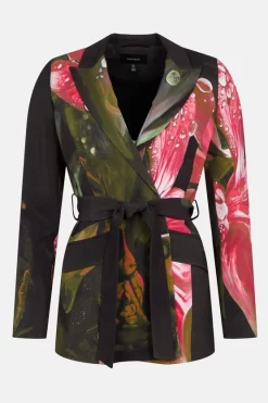 Budget 🎉 Karen Millen Petite Shadow Crepe Soft Belted Woven Jacket - floral ❤️ -Occasionwear Popular Store bkk01758 floral xl 3