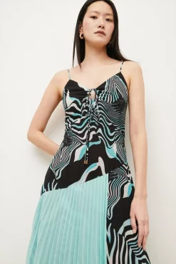 Brand new 🌟 Karen Millen Distorted Zebra On Pleats Strappy Woven Midi 🎁 -Occasionwear Popular Store bkk01807 zebra xl 1