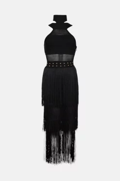 Coupon โ๏ธ Karen Millen Cut Out Halter Fringed Bandage Knit Midi ๐ Dress ๐ 12 Coupon โ๏ธ Karen Millen Cut Out Halter Fringed Bandage Knit Midi ๐ Dress ๐ -Occasionwear Popular Store bkk01821 black xl 3