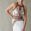 Best reviews of ❤️ Karen Millen Geo Guipure Metallic Lace Woven Mini 👗 Dress - neutral ⌛ -Occasionwear Popular Store bkk01834 neutral xl