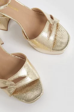 Outlet 🛒 Karen Millen Metallic Platform 🩴 Sandal 😍 -Occasionwear Popular Store bkk01839 gold xl 3