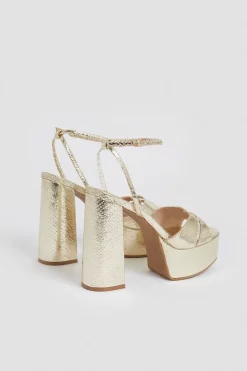 Outlet 🛒 Karen Millen Metallic Platform 🩴 Sandal 😍 -Occasionwear Popular Store bkk01839 gold xl 5