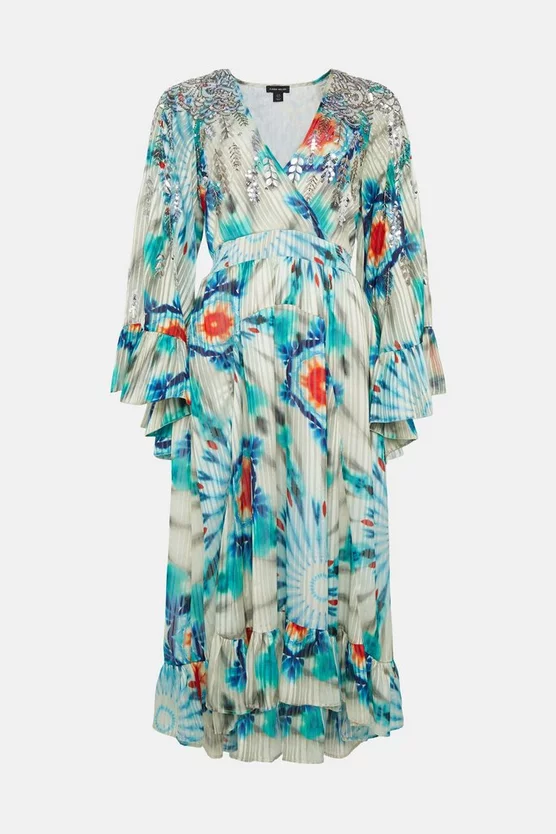 Cheapest ๐คฉ Karen Millen Tie Dye Bead Embellished Woven Drama Kimono - blue ๐ 6 Cheapest ๐คฉ Karen Millen Tie Dye Bead Embellished Woven Drama Kimono - blue ๐ - Image 4