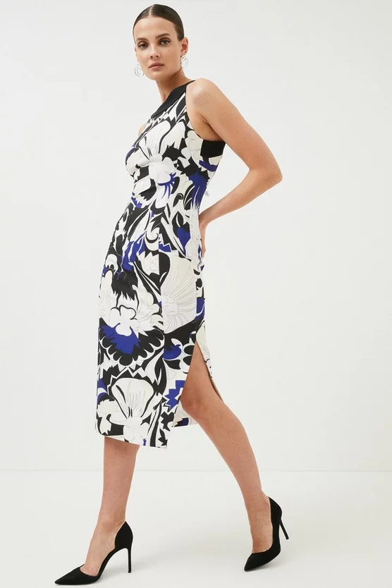 Budget βοΈ Karen Millen Abstract Floral Printed Tailored Pencil Midi π Dress - navy π 3 Budget βοΈ Karen Millen Abstract Floral Printed Tailored Pencil Midi π Dress - navy π