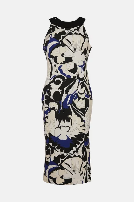 Budget βοΈ Karen Millen Abstract Floral Printed Tailored Pencil Midi π Dress - navy π 6 Budget βοΈ Karen Millen Abstract Floral Printed Tailored Pencil Midi π Dress - navy π - Image 4