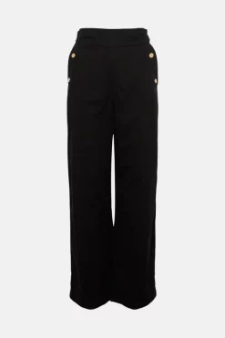 Best Sale ❤️ Karen Millen Twill Tab Waist Woven Wide Leg Trouser 🧨 -Occasionwear Popular Store bkk01902 black xl 3