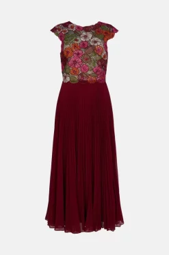 Promo 👍 Karen Millen Guipure Lace & Embroidered Floral Pleat Midi 🌟 -Occasionwear Popular Store bkk01942 floral xl 3