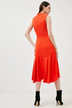 Best deal ✨ Karen Millen Soft Tailored High Low Midi 👗 Dress ✨ -Occasionwear Popular Store bkk01957 red xl 2