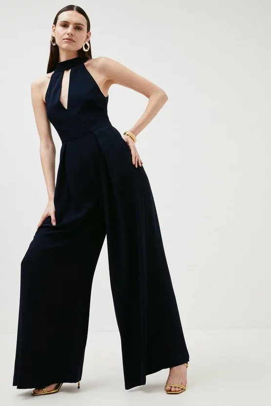 New ๐ Karen Millen Soft Tailored Halter Neck Wide Leg Jumpsuit - navy ๐ 7 New ๐ Karen Millen Soft Tailored Halter Neck Wide Leg Jumpsuit - navy ๐ - Image 5
