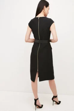 Wholesale 🔥 Karen Millen Military Pocket Detail Pencil Midi 👗 Dress - black ❤️ -Occasionwear Popular Store bkk02008 black xl 2