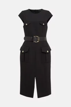 Wholesale 🔥 Karen Millen Military Pocket Detail Pencil Midi 👗 Dress - black ❤️ -Occasionwear Popular Store bkk02008 black xl 3