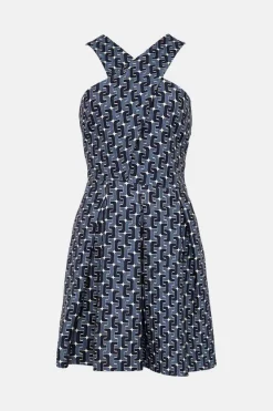 Coupon ❤️ Karen Millen Chain Jacquard Halter Skater Mini 👗 Dress 🛒 -Occasionwear Popular Store bkk02010 navy xl 3