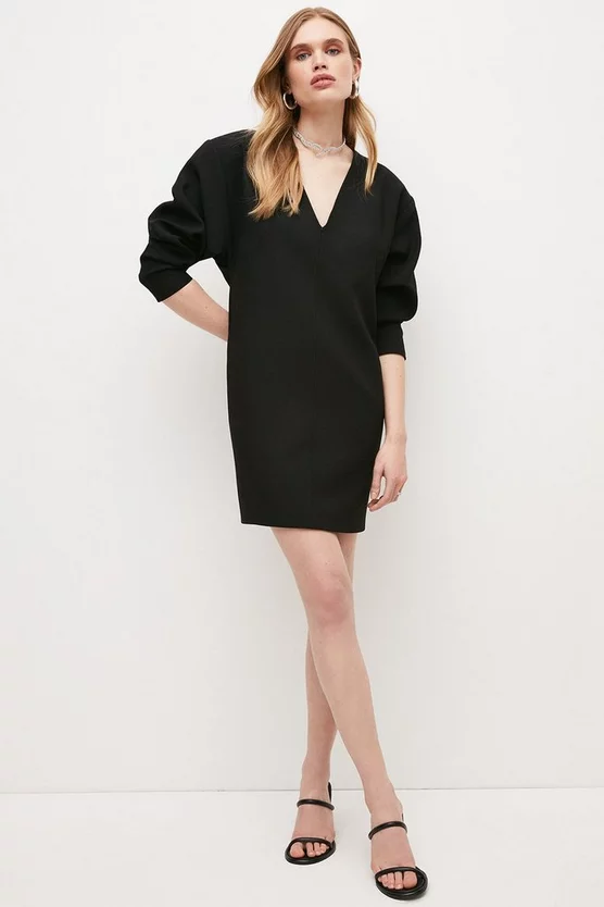 Best Pirce 😍 Karen Millen Compact Stretch Sleeved V Neck Pencil Mini 👗 Dress ❤️ 3 Best Pirce 😍 Karen Millen Compact Stretch Sleeved V Neck Pencil Mini 👗 Dress ❤️